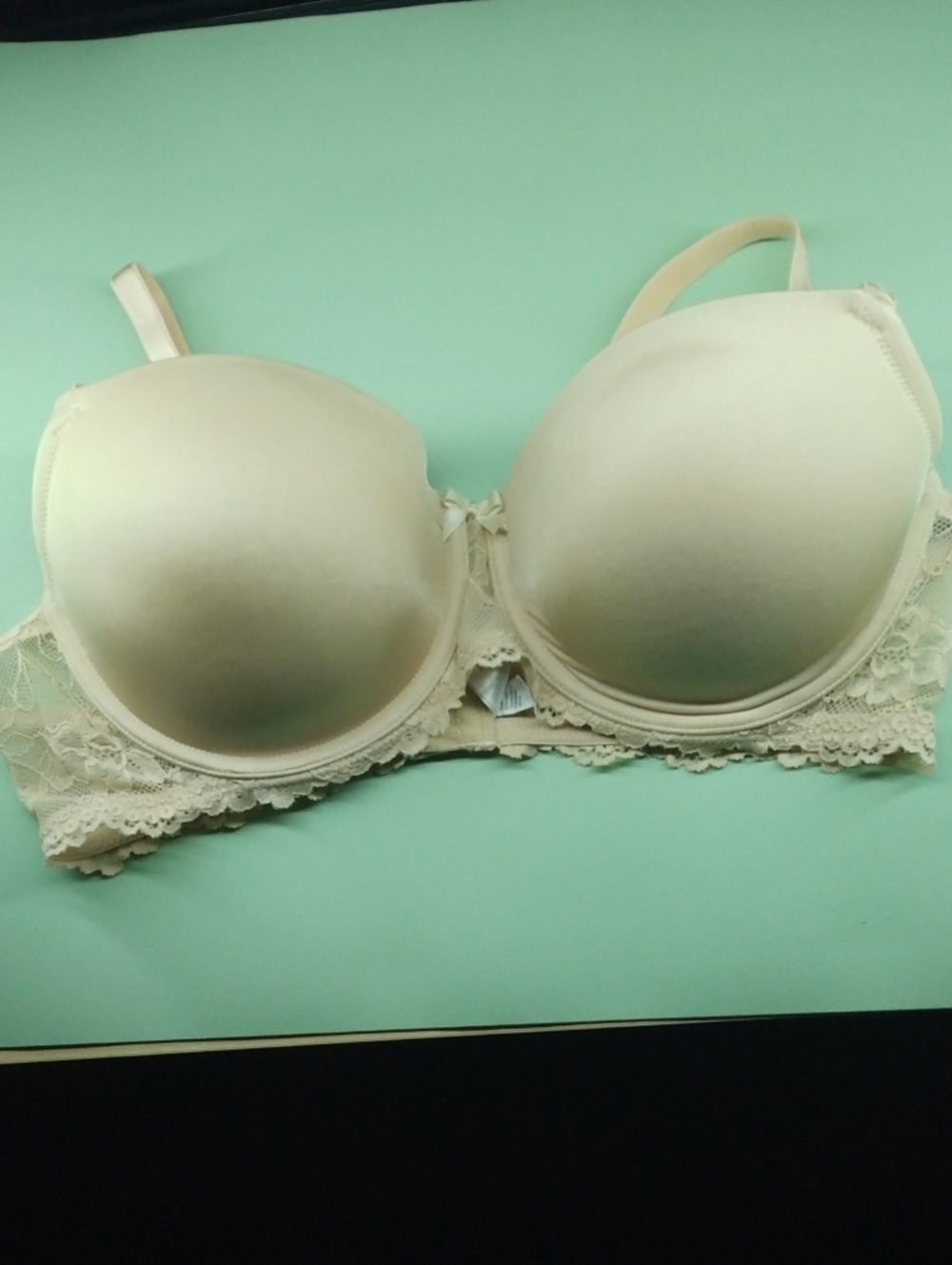 Gilligan & O'Malley Cream Lace-Trim Balconette Bra 38C